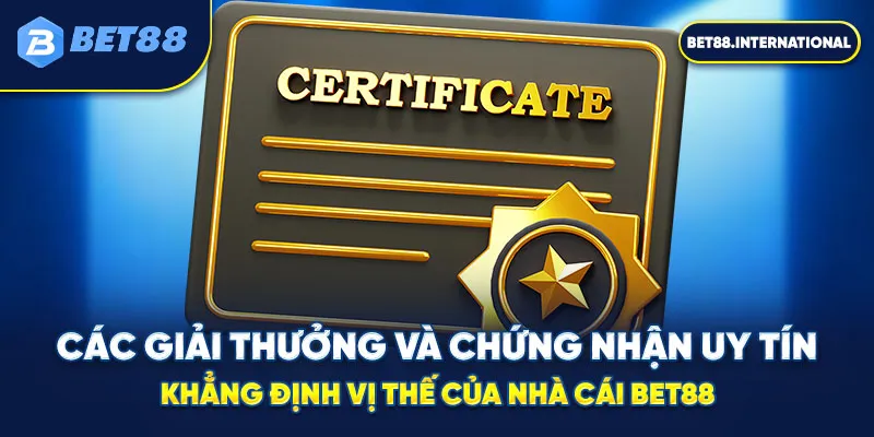 Các giải thưởng và chứng nhận uy tín khẳng định vị thế của nhà cái BET88